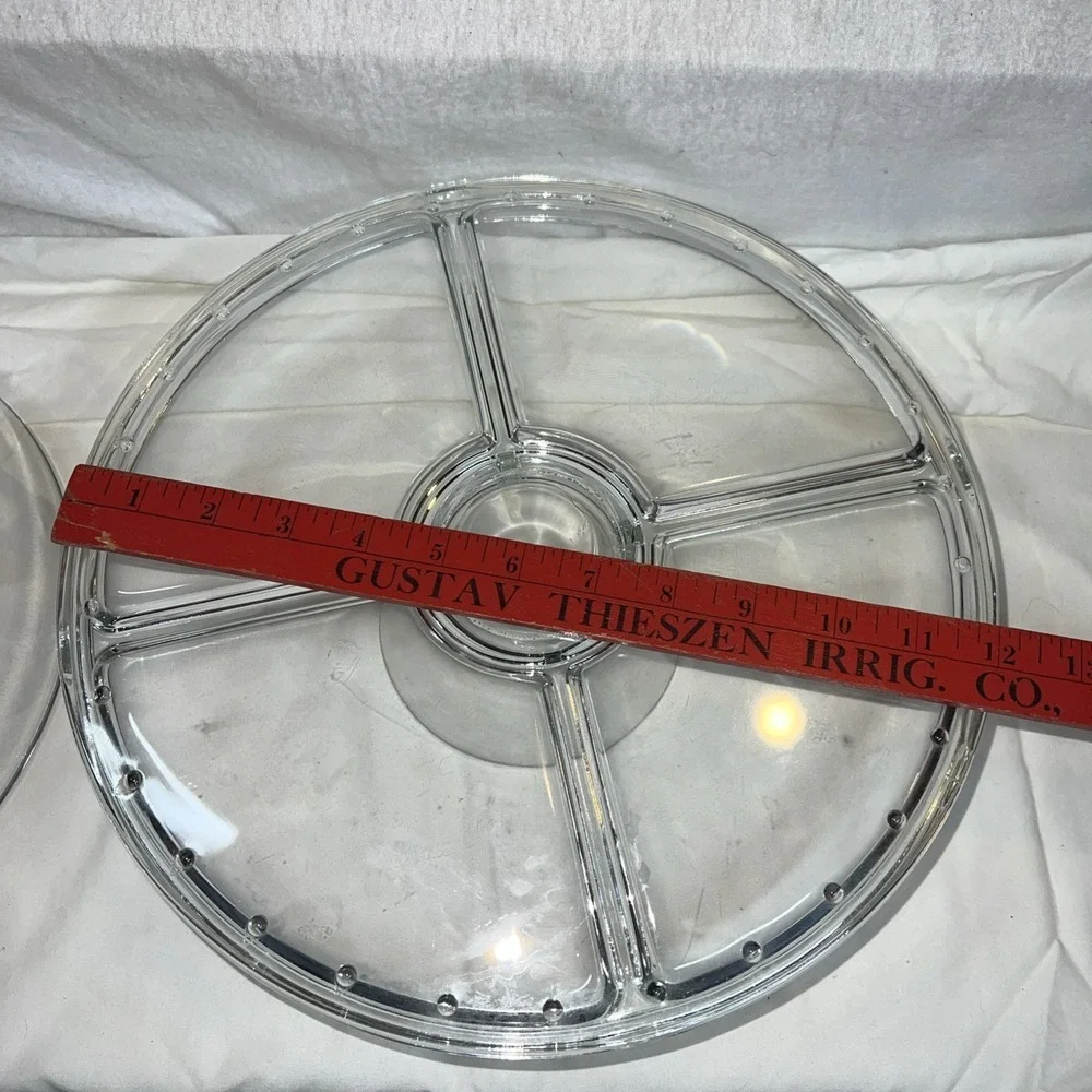 NIB Gallerie Glass Pedestal Cake‎ Plate W/ Dome Cover 4-in-1 Bowl, Divided Plate